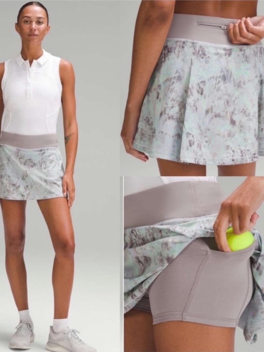 Lululemon Pace Rival Mid-Rise Skirt Plisse Bloom Multi Mauve Grey 4